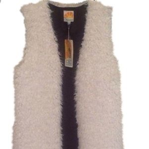 C&c California Reversible faux fur long vest